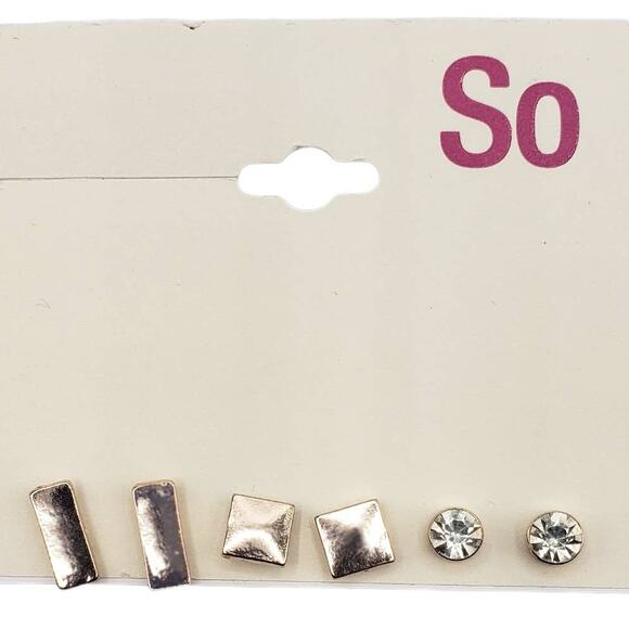 5/10 NWT SO set of 3 rose gold earrings - Picture 1 of 4